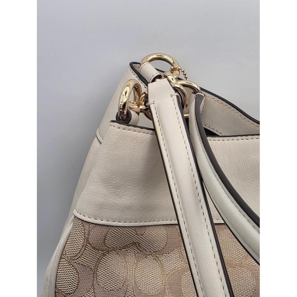 Coach F57612 Chalk White Khaki Lexy Hobo Bag Signature Jacquard Fabric & Leather - Picture 10 of 15